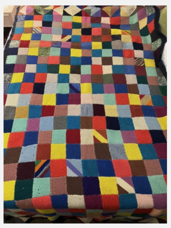 Handmade Other - Vtg Large Hand Knit Colorful Crotchet Small Granny Squared Afghan Blanket 80x50